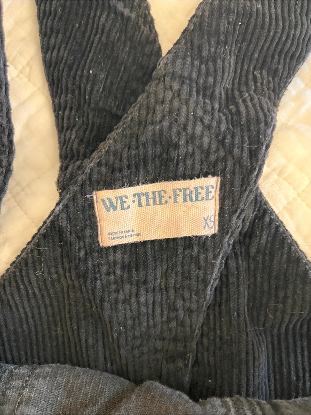 We The Free Good Luck Overall XS Black Corduroy Wide Leg Cotton Free People - Picture 2 of 9